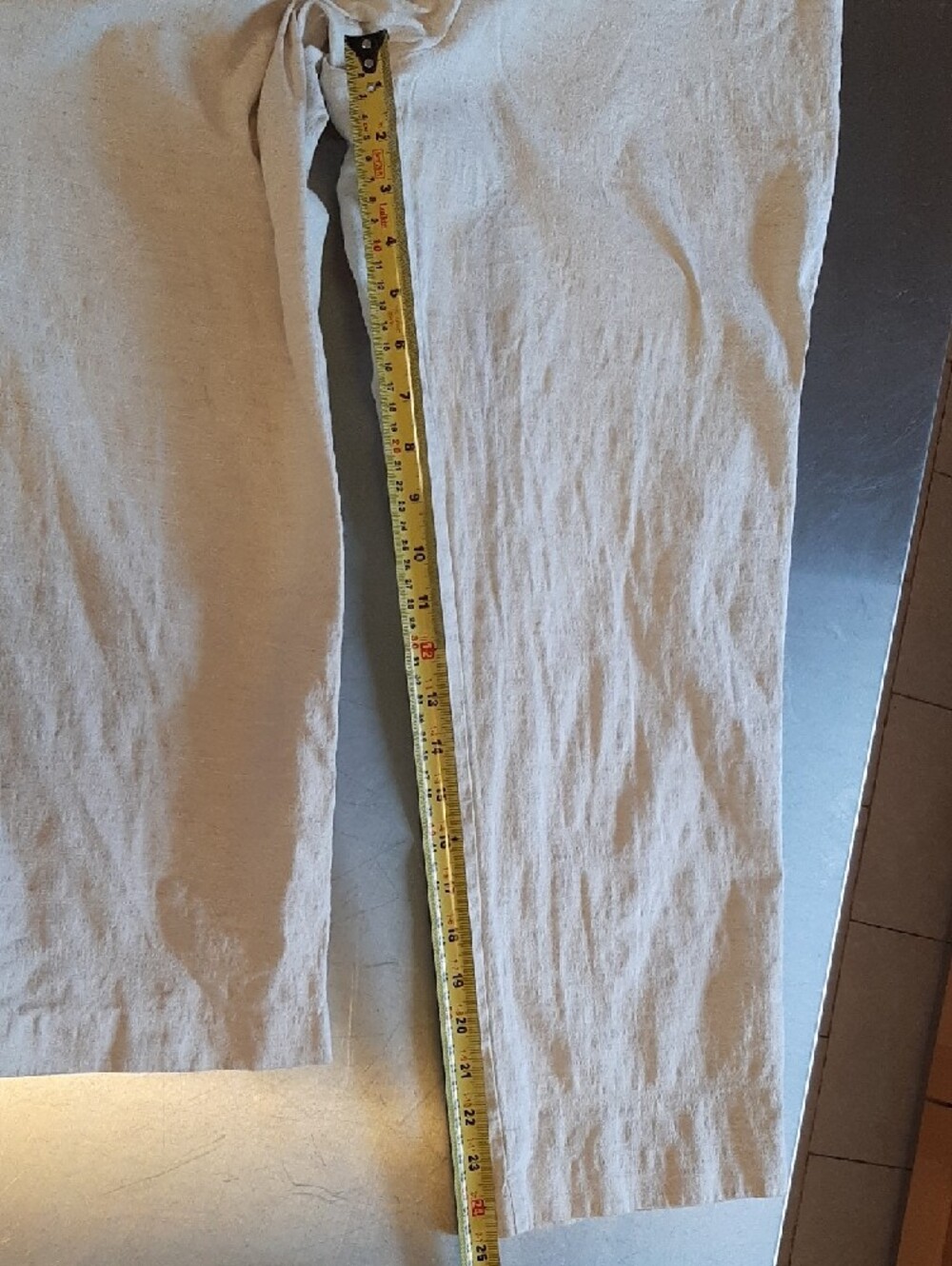 Dalia🤎COTTON/LINEN Vintage Wide-Leg Crop Pants Light Cream/Supple Pattern Sz 12 - Picture 10 of 12